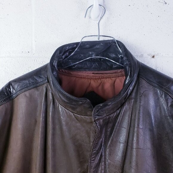 Vintage 90s y2k Reed Brown Leather Bomber Jacket Aviator Flyboy Men's Size Large - Picture 4 of 13